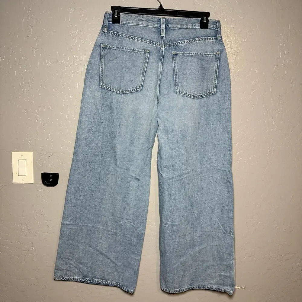 Old Navy Super Baggy Wide-Leg Embroidered Jeans for Girls 20, Light Wash 767099